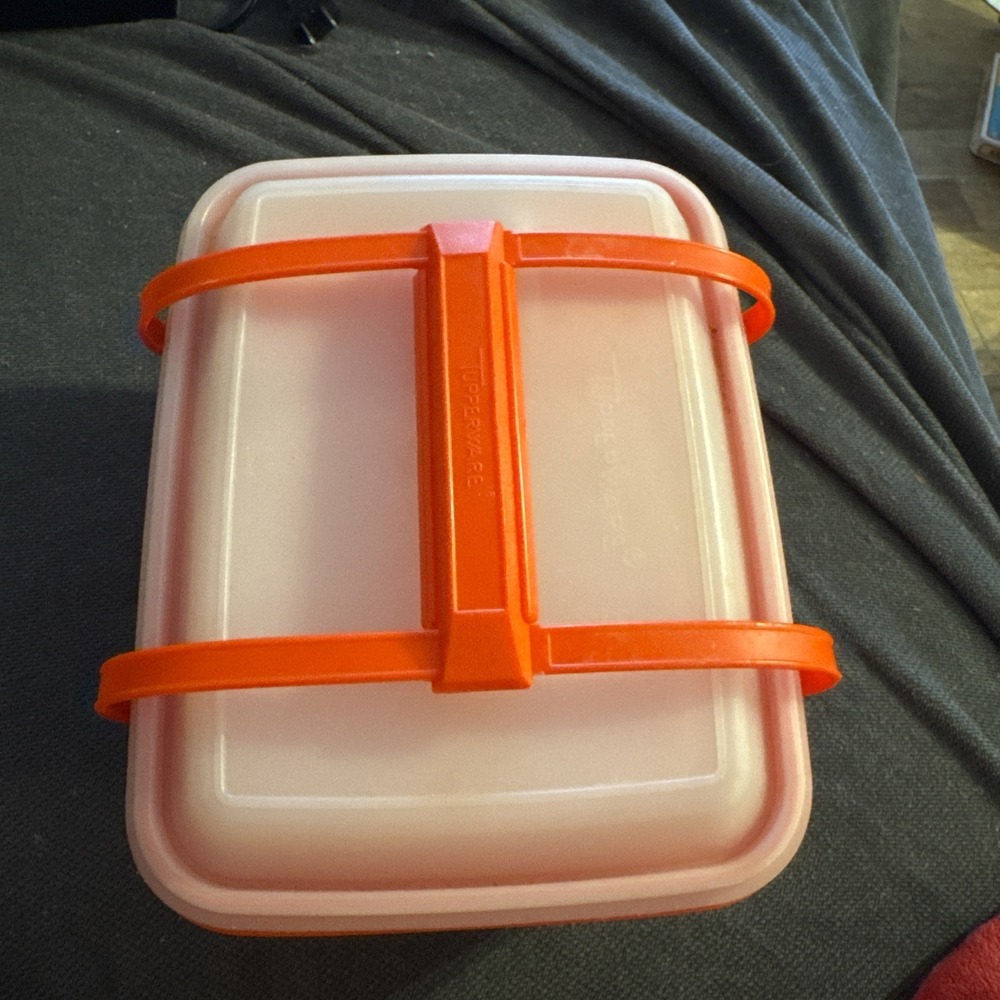 Vintage Tupperware Orange  PAK N CARRY Lunch Box Set Excellent Condition